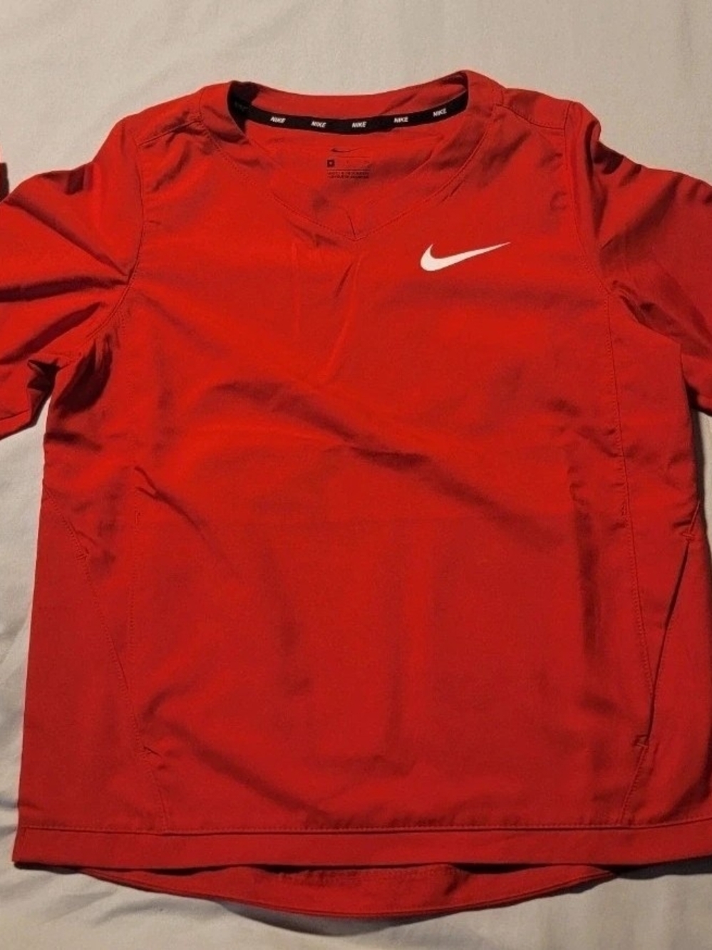 Nike Red Short Sleeve Athletic Tee with White Swoosh